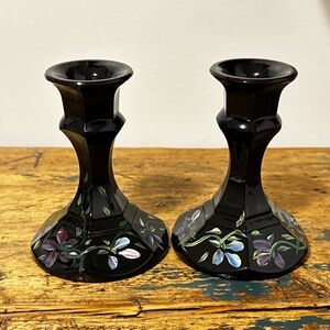 Black Floral Candle Holders